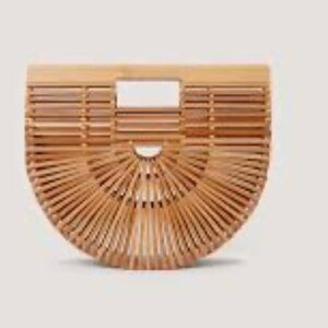Cult Gaia Ark Tan Bamboo Clutch